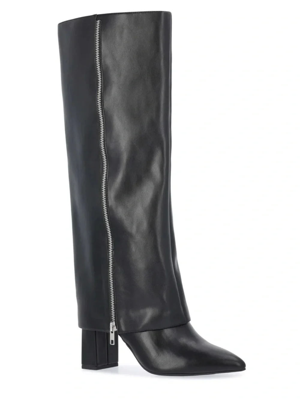 Scoop Women's Faux Leather Fold Over Zip Knee High Boots Size 7